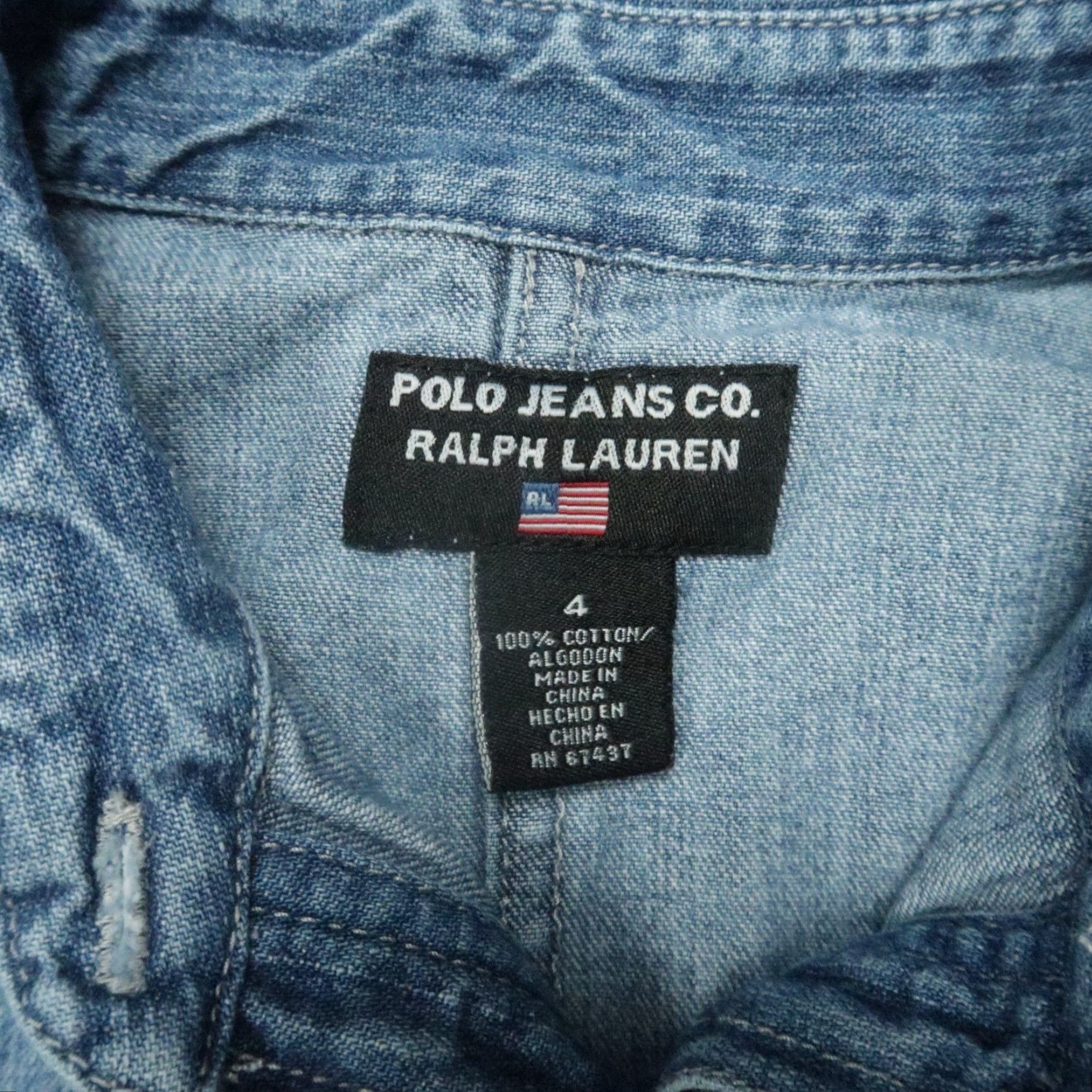 Ralph Lauren VINTAGE Polo Jeans Ralph Lauren Shirt Dress Womens 4 Blue Denim Button Long Sleeve Size S / US 4 / IT 40 - 3 Thumbnail