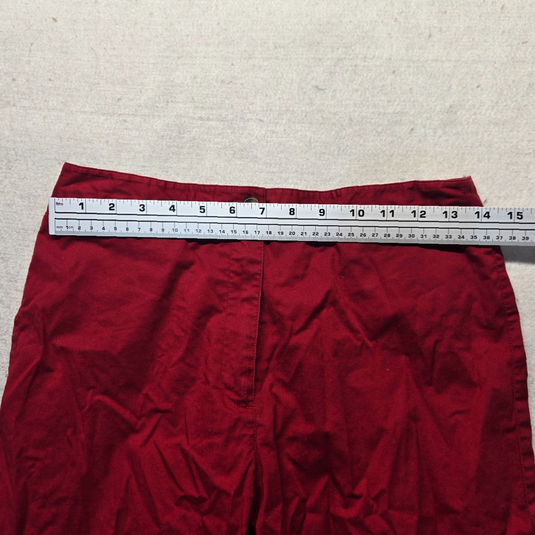 Liz Claiborne Liz Claiborne Pants Capri Red Petite 10P Women's Cropped Inseam 22" Mid Rise Slant Pocket Cotton Blend Casual Capris Womens Size 32" / US 10 / IT 46 - 4 Thumbnail