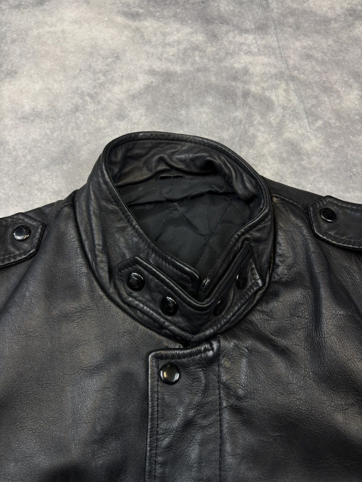 Genuine Leather × Japanese Brand Vintage Leather Jacket Police Polizei Biker Bomber 90s RARE Size US S / EU 44-46 / 1 - 7 Thumbnail