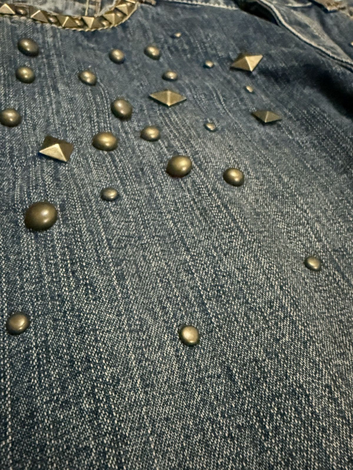 Japanese Brand Amore puro Artisanal Studded Distressed Baggy Jeans Size US 32 / EU 48 - 12 Thumbnail