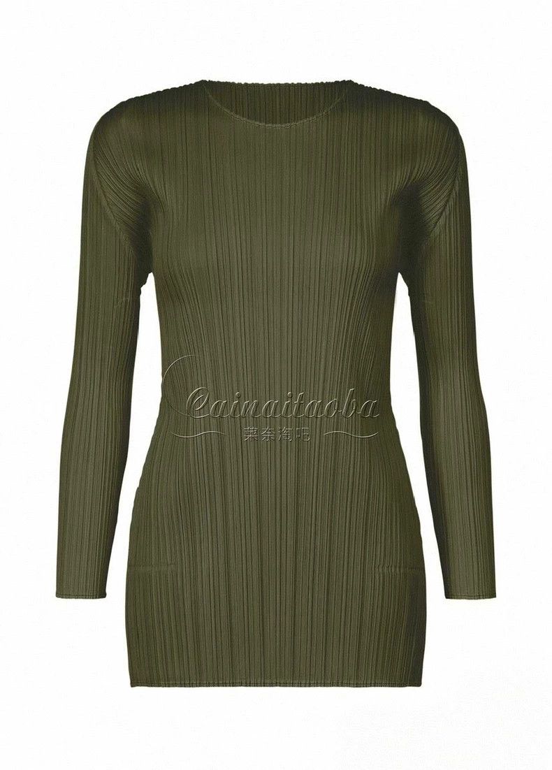 Issey Miyake Issey Miyake size:3 Green pleated long-sleeved, round-neck Size S / US 4 / IT 40 - 1 Thumbnail