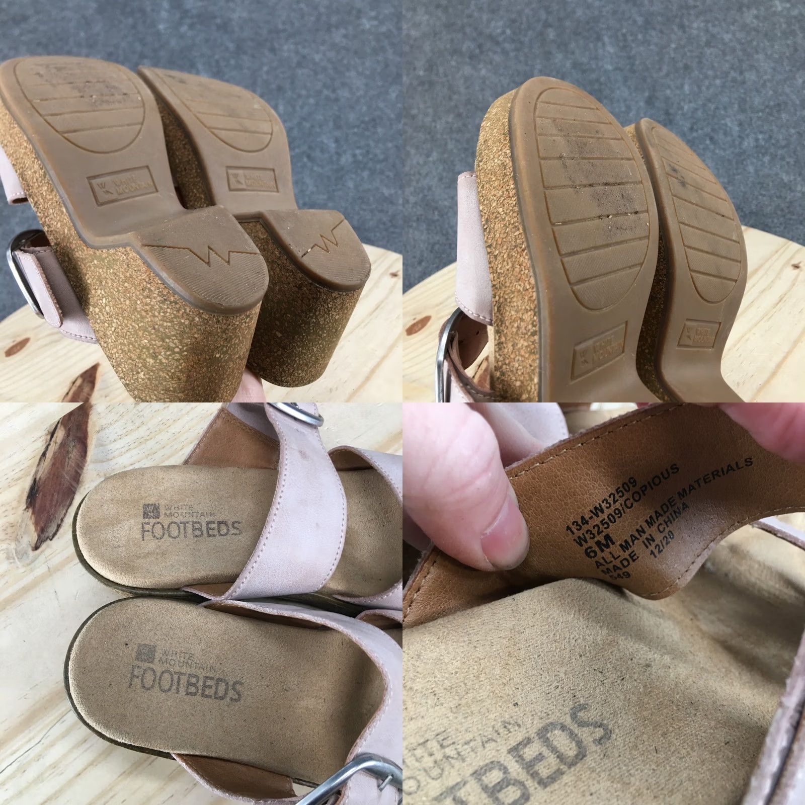 Vintage White Mountain Copious Sandals Womens 6 M Pink Slip On Buckle Wedge Slide Casual Platform Size US 6 / IT 36 - 9 Thumbnail