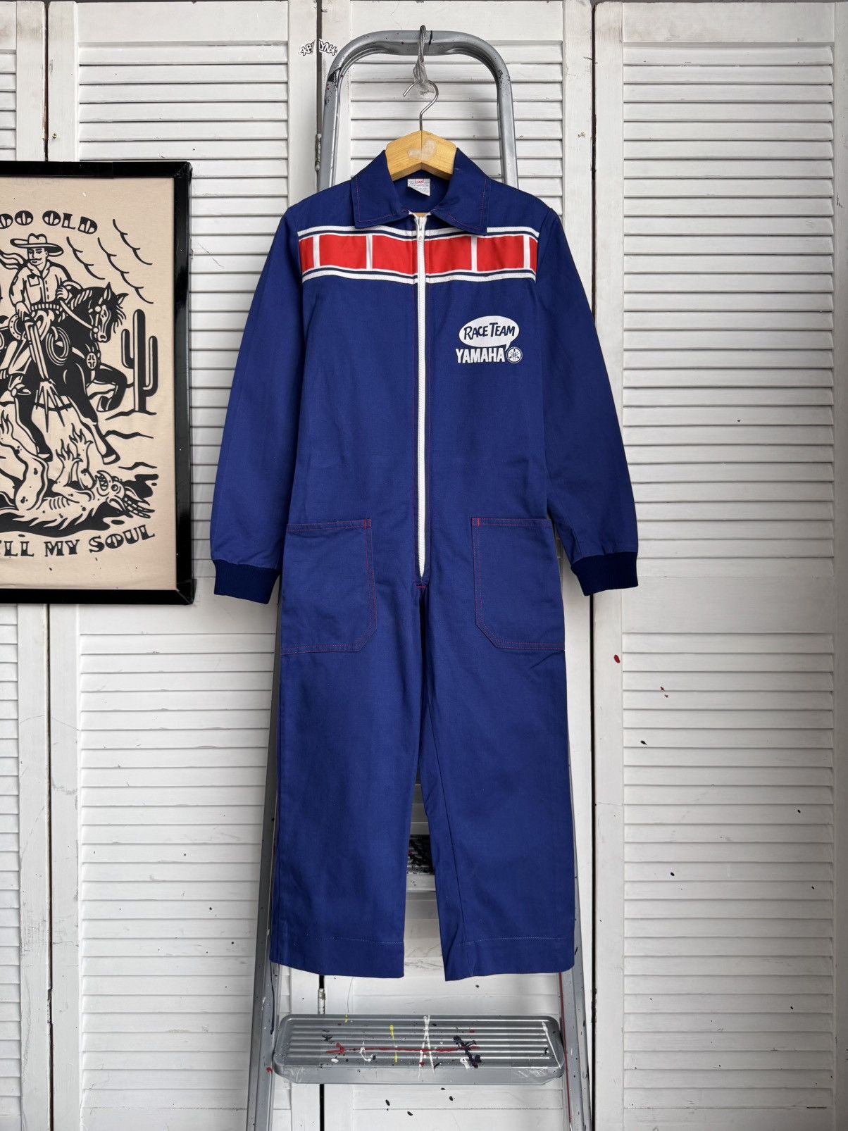 Yamaha Vintage Yamaha Race Team Coveralls Jumpsuit Mechanic Workwea Size US 26 / EU 42 - 1 Thumbnail