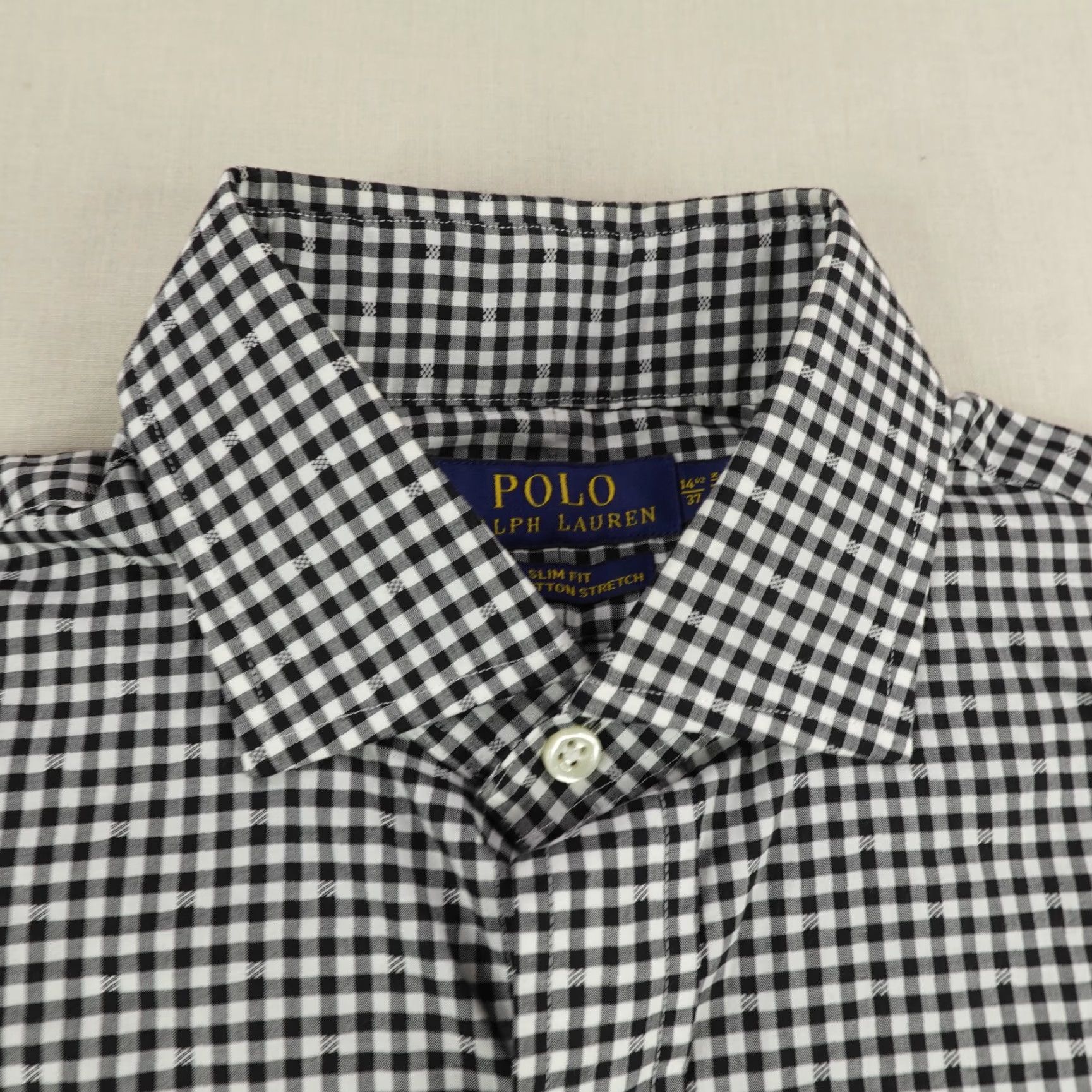 Polo Ralph Lauren VINTAGE Polo Ralph Lauren Shirt Small Black Plaid Slim Fit Cotton Stretch Long Sleeve Button-Up Mens Size US S / EU 44-46 / 1 - 2 Thumbnail