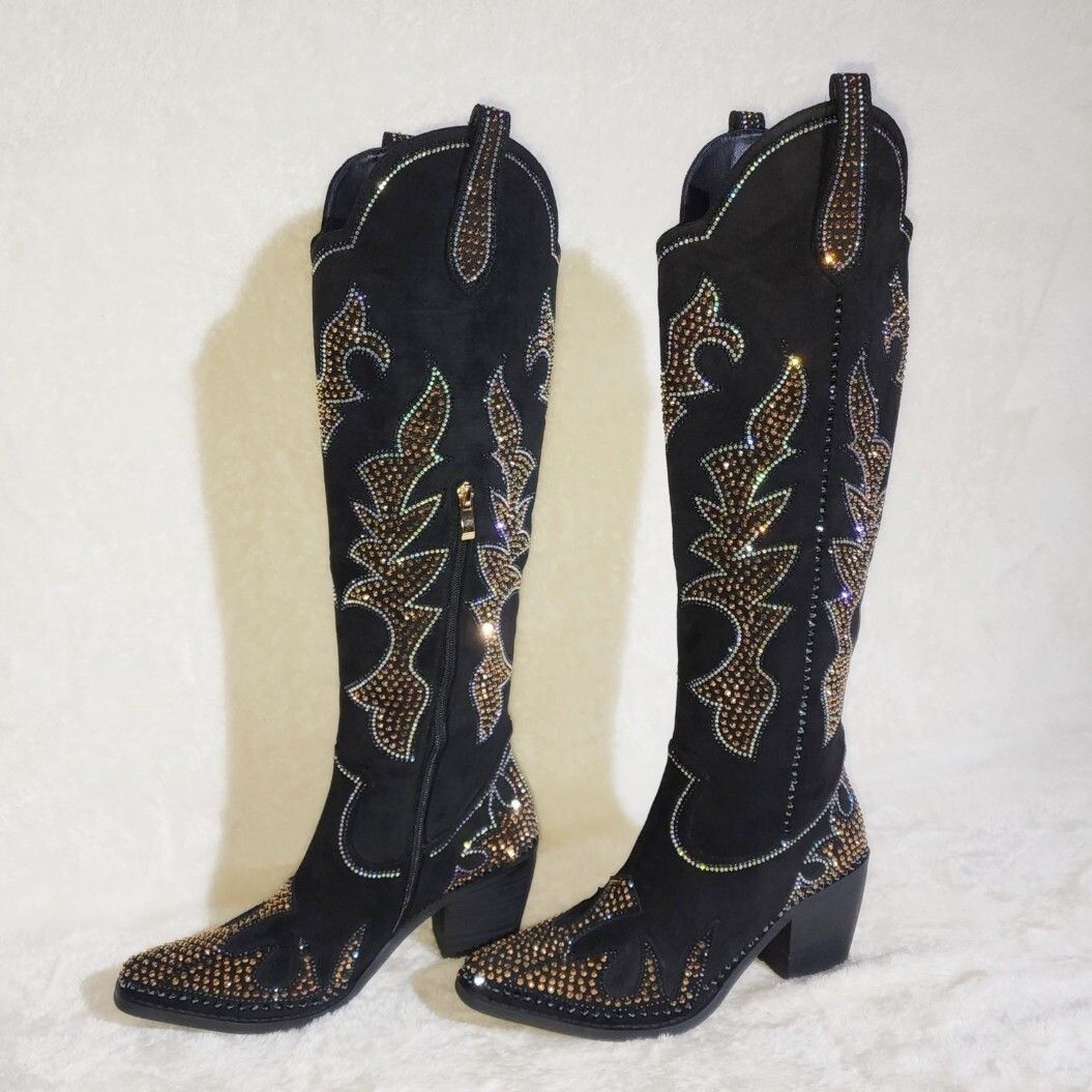 Other Sparks Country Western Cowgirl Knee Boots Dazzleing Iridesce Size US 9 / IT 39 - 2 Thumbnail