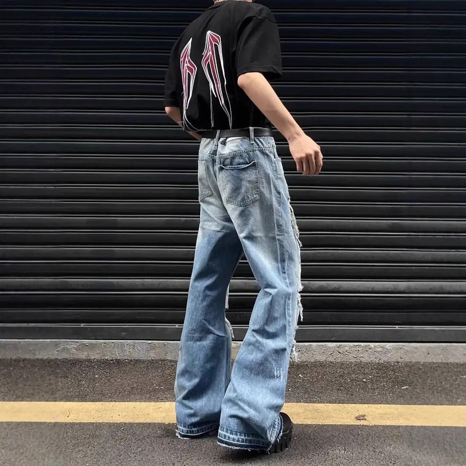 Japanese Brand Retro loose high street ripped slightly flared jeans Size US 32 / EU 48 - 4 Thumbnail