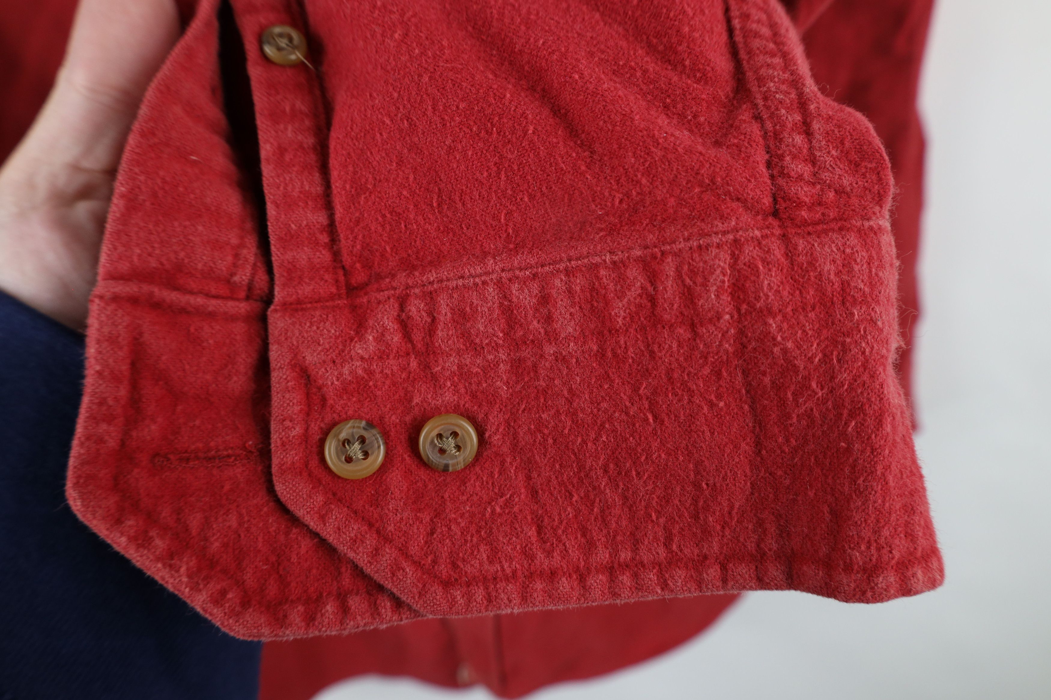 Lands' End × Vintage Vintage 90s Lands End Chamois Cloth Button Down Shirt Red Size US XL / EU 56 / 4 - 6 Thumbnail