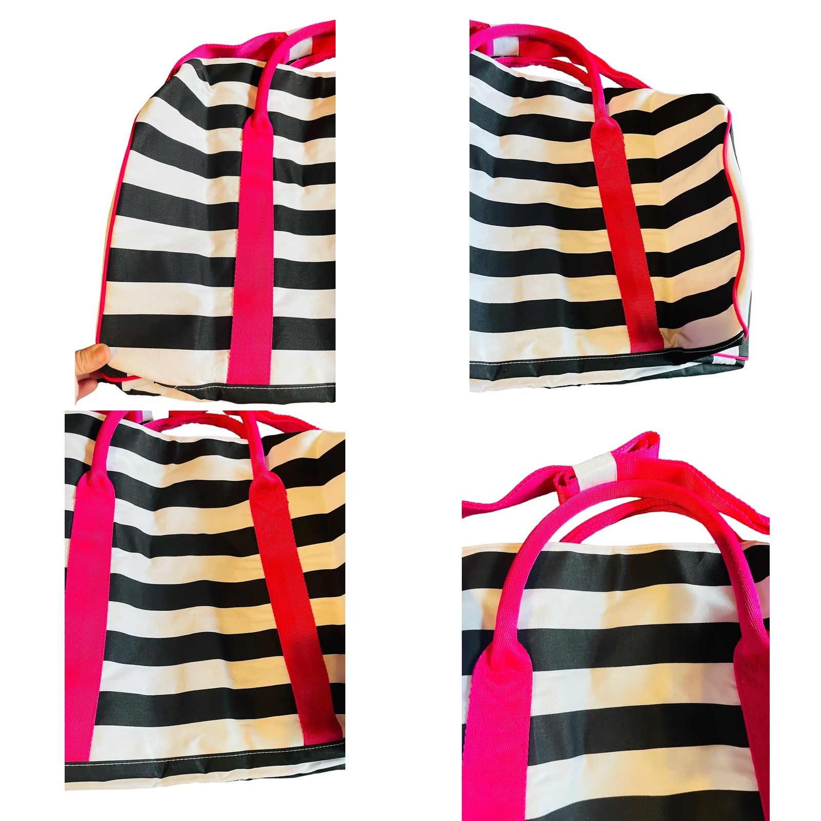 Victoria's Secret Viktoria's Secret Pink White Black Stripes Duffle Bag Overnight Weekender New Size ONE SIZE - 10 Thumbnail