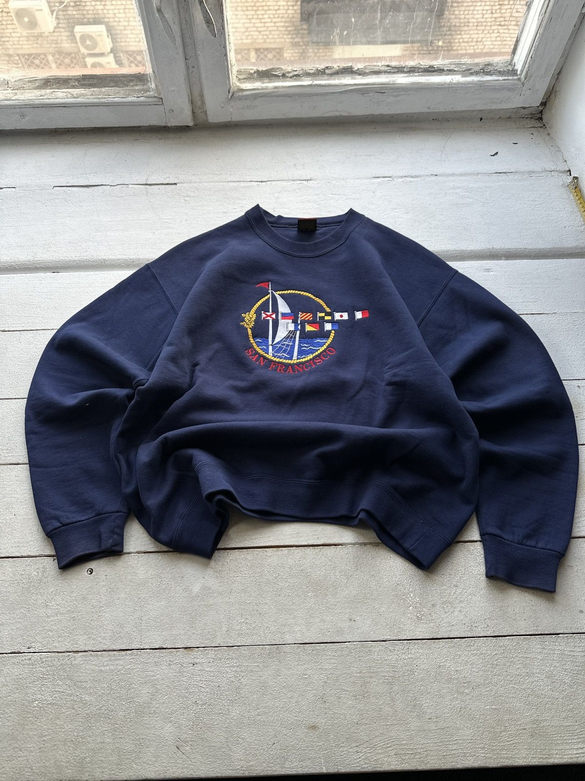 Vintage SAN FRANCISCO🚨 BIG LOGO USA BLUE OVERSIZED SWEATSHIRT RARE Size US L / EU 52-54 / 3 - 1 Thumbnail