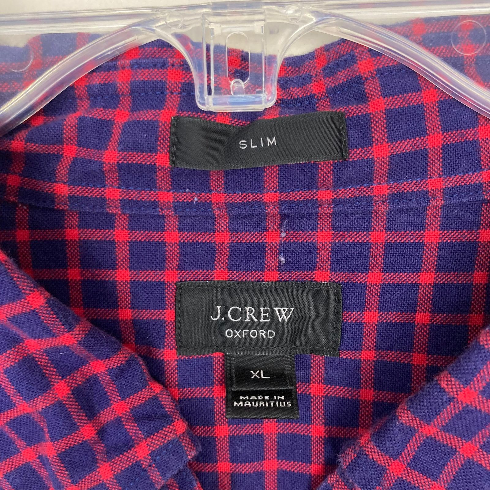 J.Crew J. Crew Blue Red Plaid Oxford Slim Fit Button Down Size US XL / EU 56 / 4 - 2 Thumbnail