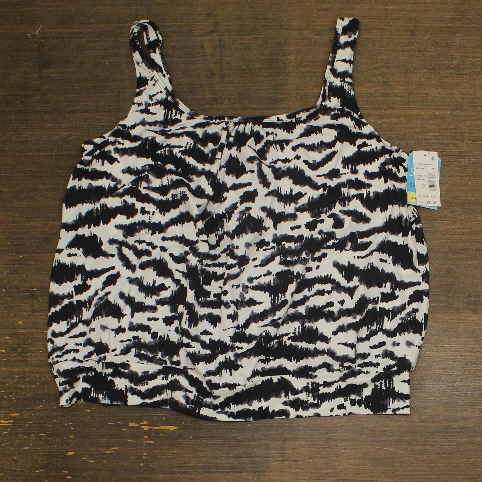 Other Nwt Swim Solutions Size Tankini Swim Top Black / White 20w Size ONE SIZE - 1 Thumbnail