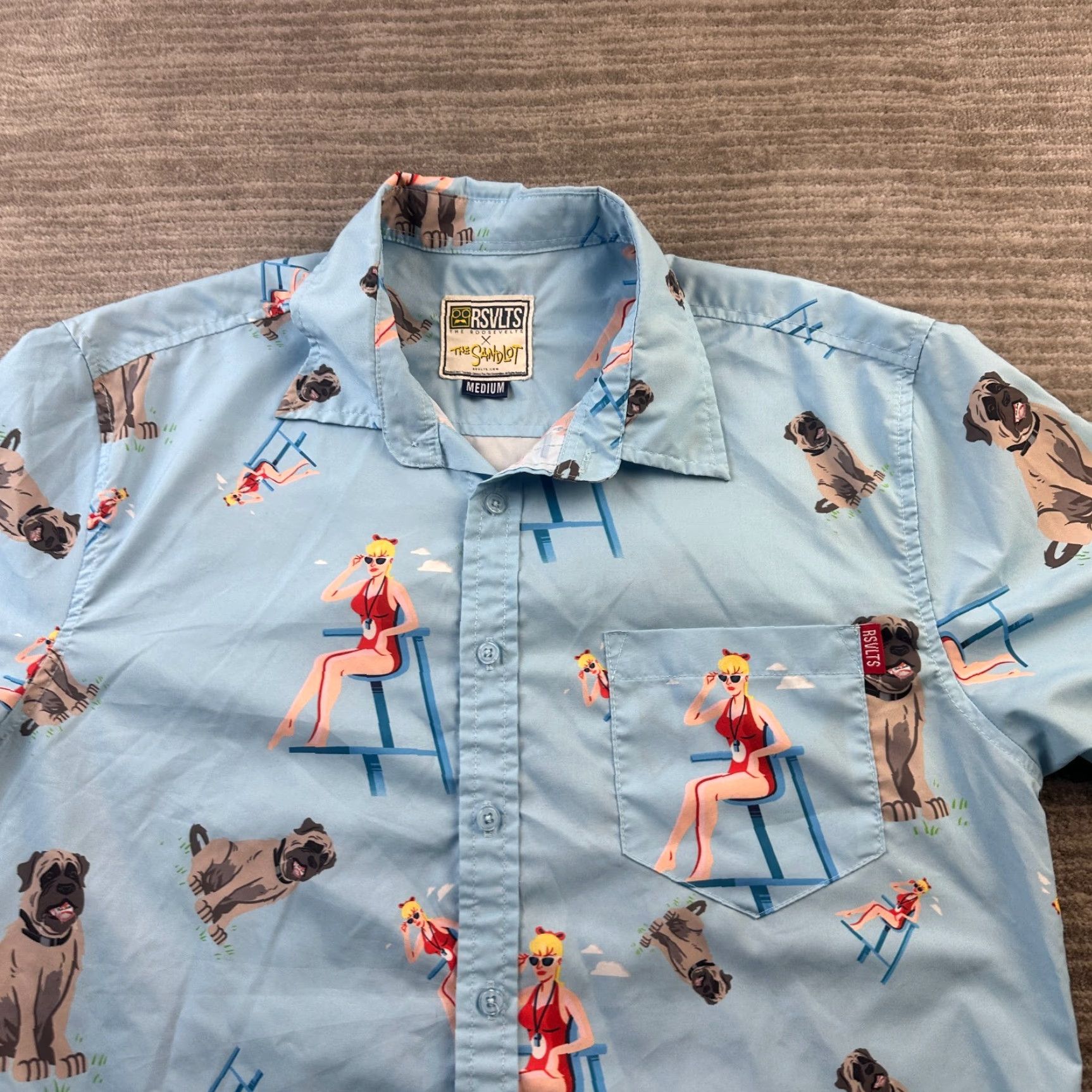 Vintage Rsvlts Shirt Mens Medium Blue Button Up Sandlot Size US M / EU 48-50 / 2 - 3 Thumbnail