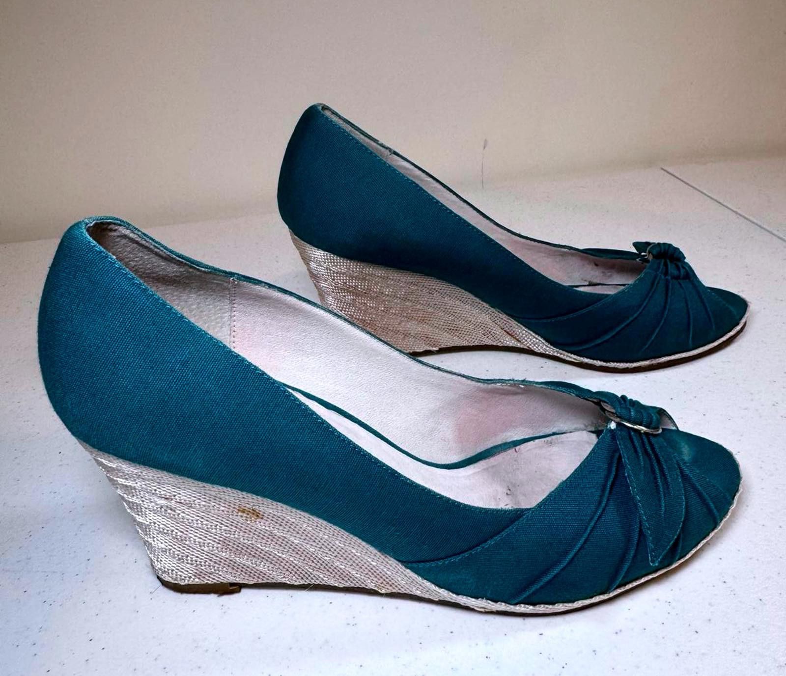 Steve Madden Steve Madden Teal Wedge Heels with Knotted Detail Size US 11 / IT 41 - 2 Thumbnail