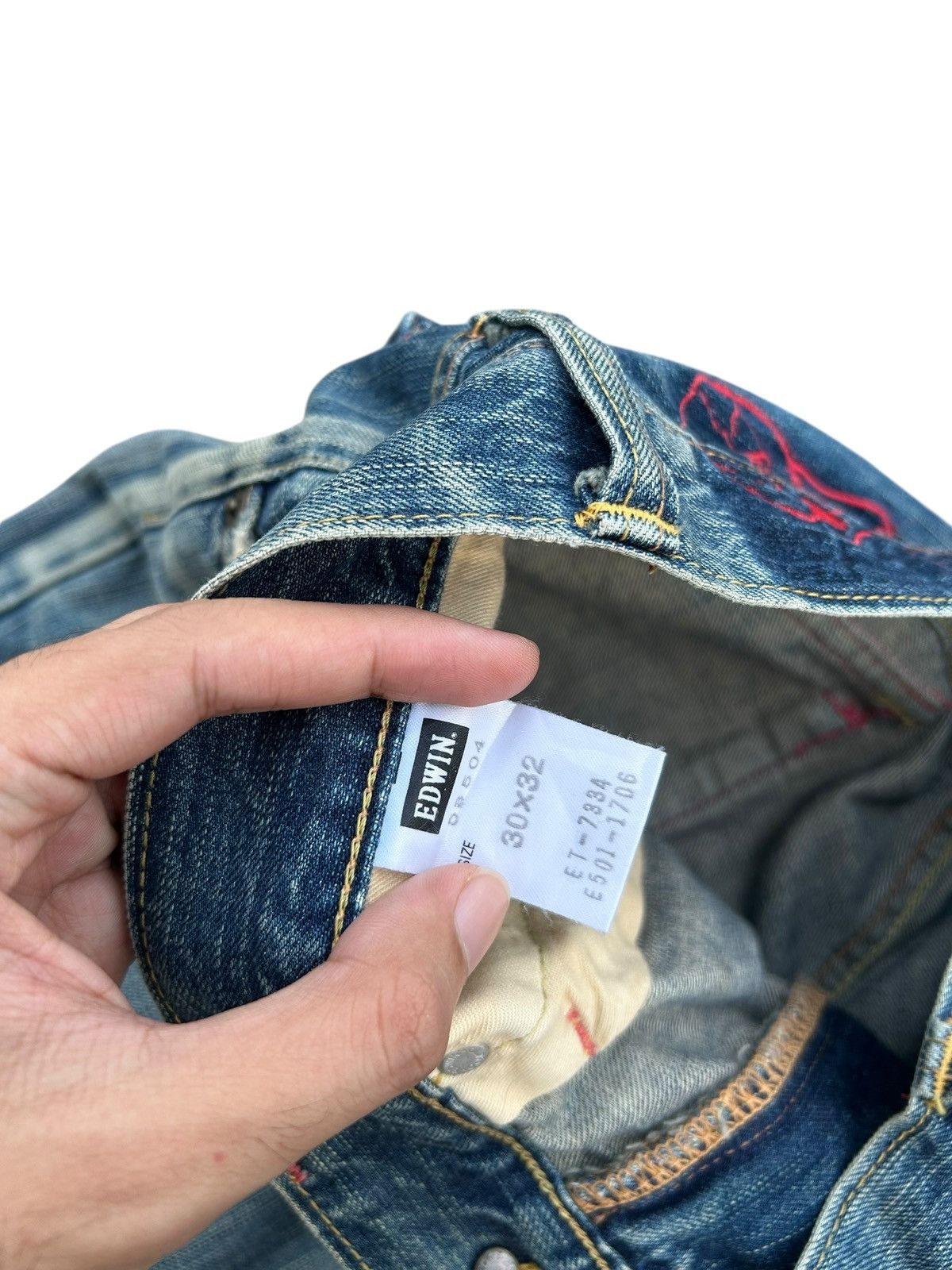 Kapital Vintage Edwin Skull Distressed Japanese Faded Denim Jeans ☠️ Size US 32 / EU 48 - 10 Thumbnail