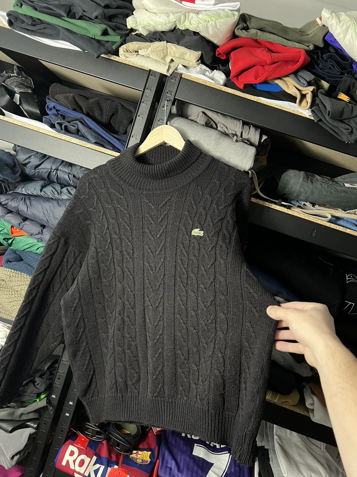 Lacoste Vintage Lacoste Cable Knit Sweater Black Size XL Wool Blend Size US XL / EU 56 / 4 - 3 Thumbnail