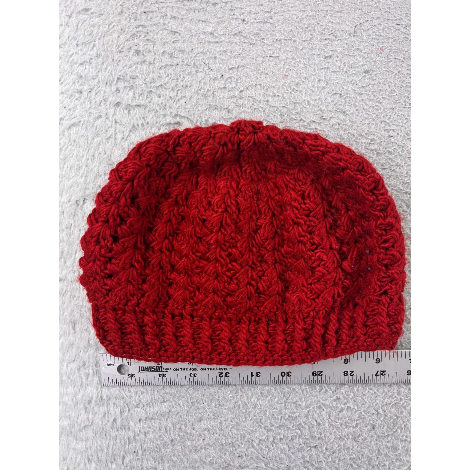 Vintage Womens Beanie Hat Crochet Red One Size Acrylic Knit Winter Ski Outdoors Vintage No Size ONE SIZE - 3 Thumbnail