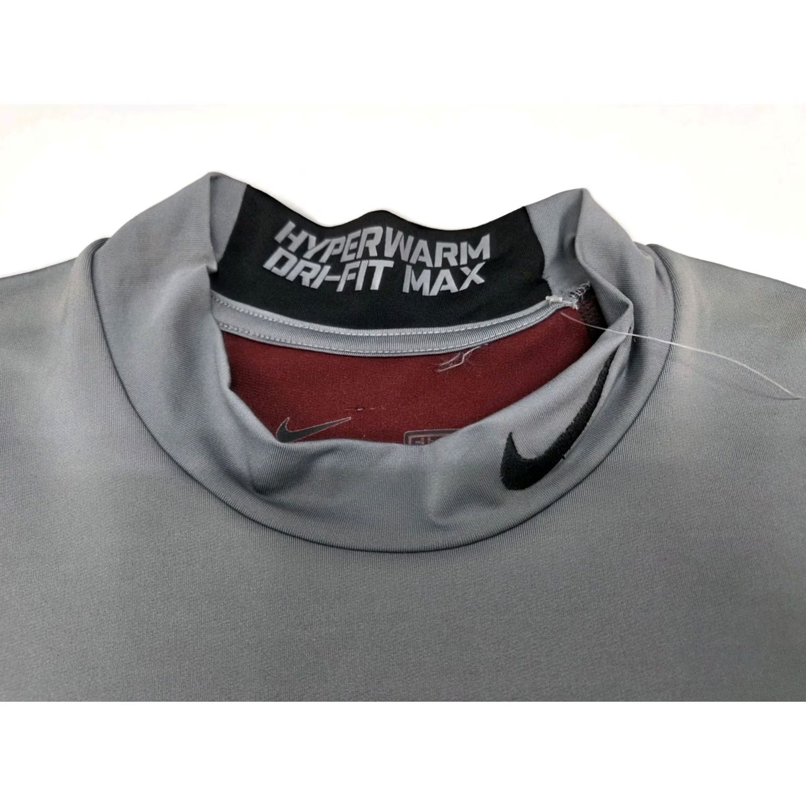 Nike Nike Pro Combat Dri Fit Hyperwarm Max Fitted Long Sleeve Shirt 2XL Grey/Black Nike Mens Athletic Mock Neck Pullover 48 in Chest Size US XXL / EU 58 / 5 - 3 Thumbnail