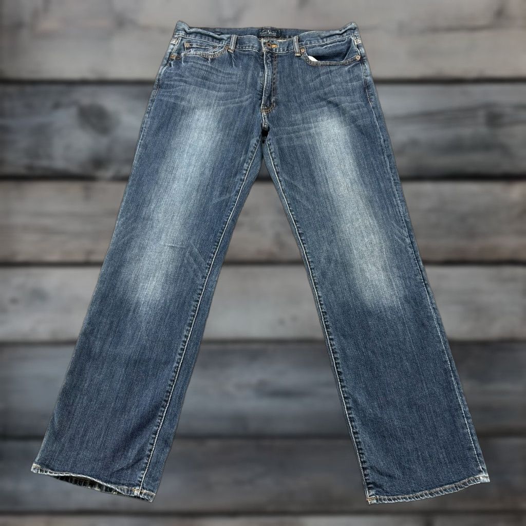Lucky Brand Lucky Brand 361 Jeans Mens 36x32 Blue Vintage Straight Distressed Dark Wash 5-Pocket Denim Regular Fit Size 36in Inseam 32in Button Zip Size US 36 / EU 52 - 1 Thumbnail