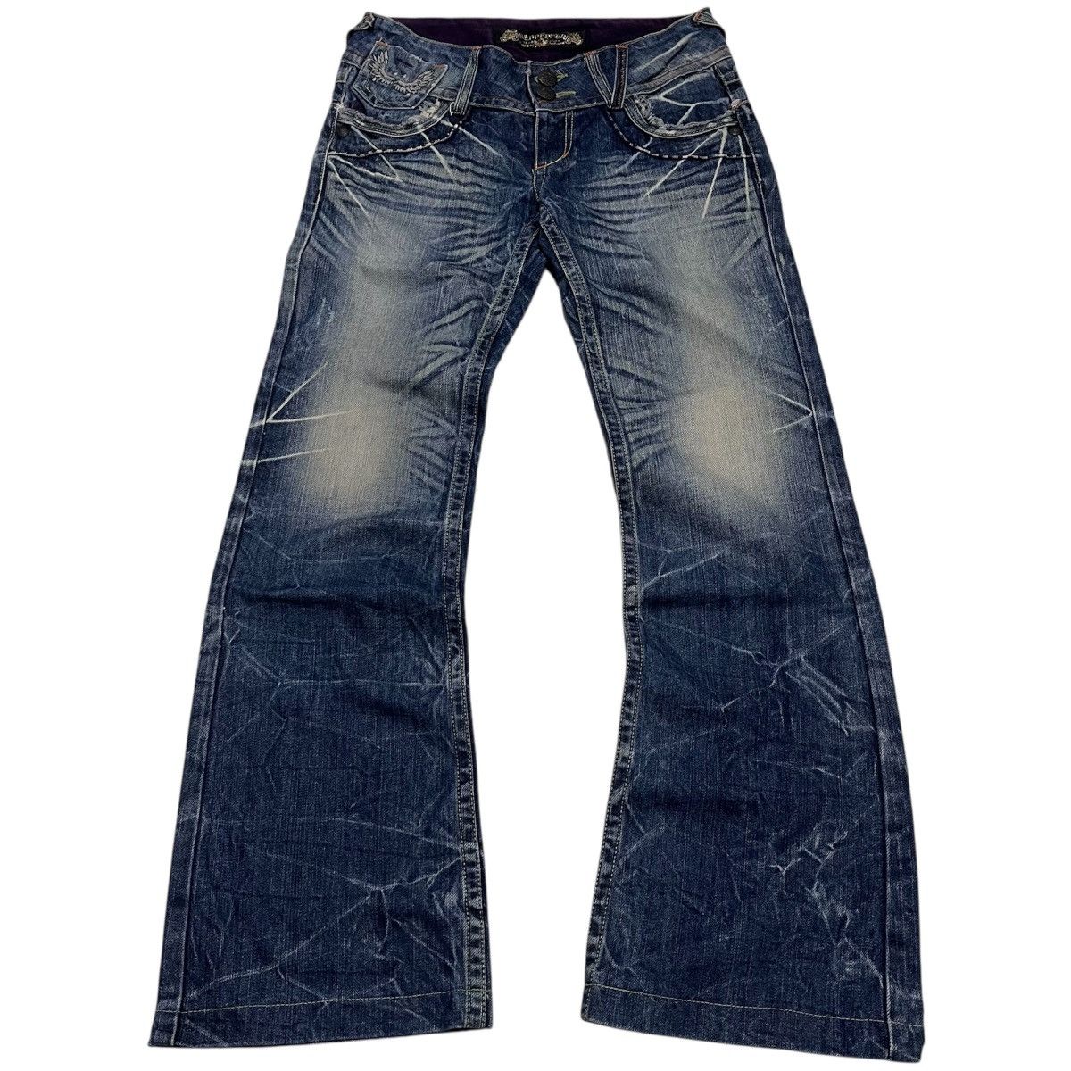 Japanese Brand Red pepper mud wash flare wing pants Size US 32 / EU 48 - 1 Thumbnail