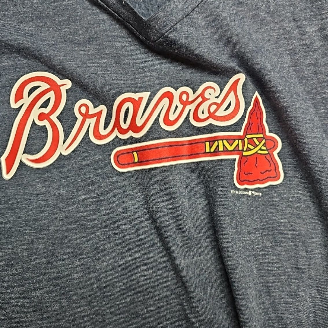 MLB MLB Atlanta Braves T-Shirt Women Small Heather Blue V-Neck Baseball Top MLB Merch Shirt Size S / US 4 / IT 40 - 3 Thumbnail