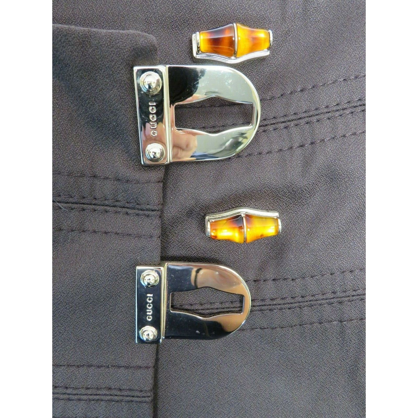 Gucci GUCCI 212891 BROWN COTTON JEWELED TURNLOCKS BUCKLE SKIRT 44 Size 30" / US 8 / IT 44 - 2 Thumbnail