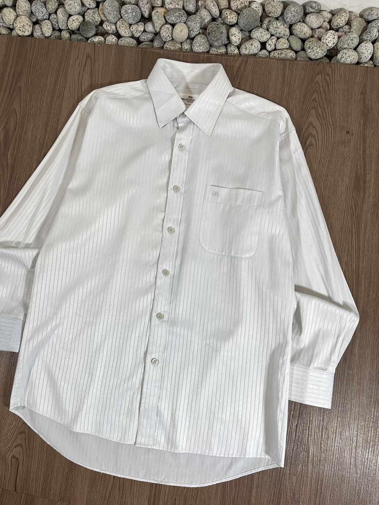 Balenciaga Balenciaga Paris Herringbone Stripe Long Sleeve Dress Shirt Size US M / EU 48-50 / 2 - 4 Thumbnail