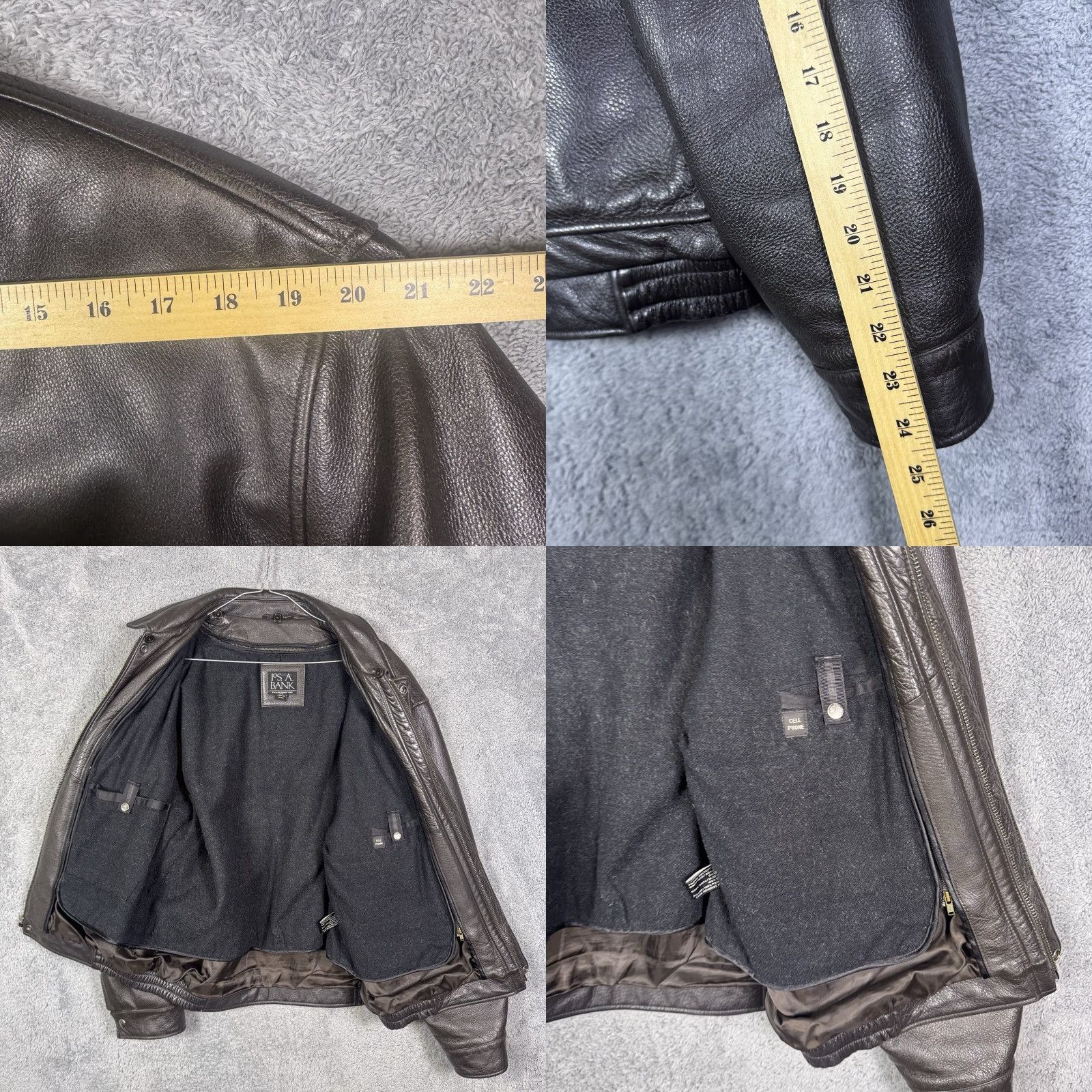 Jos. A. Bank Jos. A. Bank Jacket Men’s M Leather Full Zip Bomber Lined Removable Liner Brown Vintage? Size US M / EU 48-50 / 2 - 8 Thumbnail