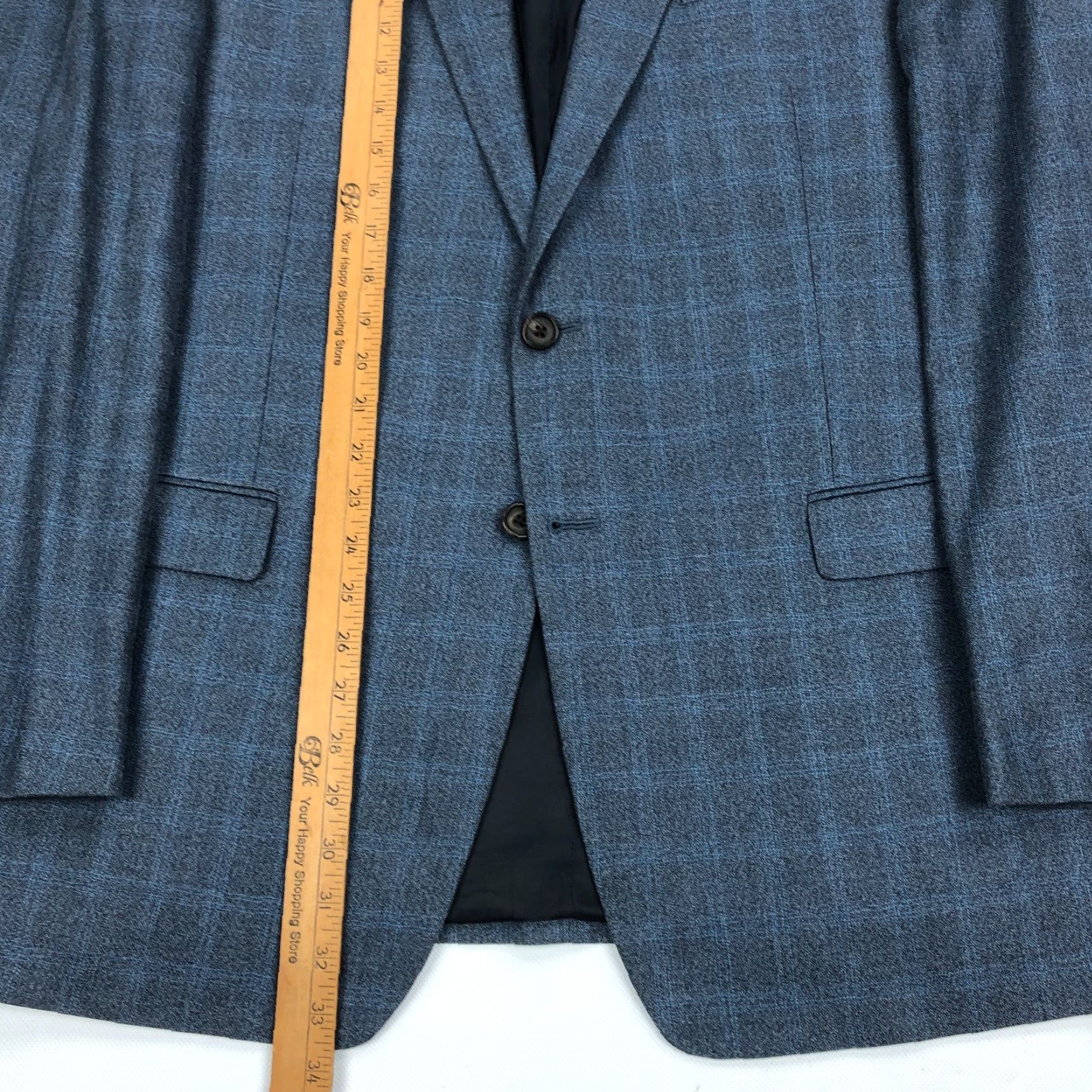 Ralph Lauren Ralph Lauren Blazer Suit Jacket Sport Coat Check Blue Silk Wool 46L Men 2 Piece 2-Button Notch Lapel Regular Fit Size 46R - 3 Thumbnail