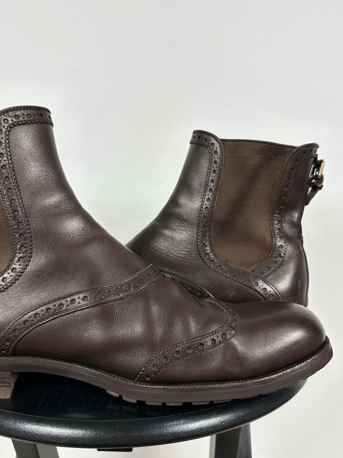 Louis Vuitton Louis Vuitton Brown Leather Chelsea Wingtip Brogue Boots Size US 12 / EU 45 - 20 Thumbnail