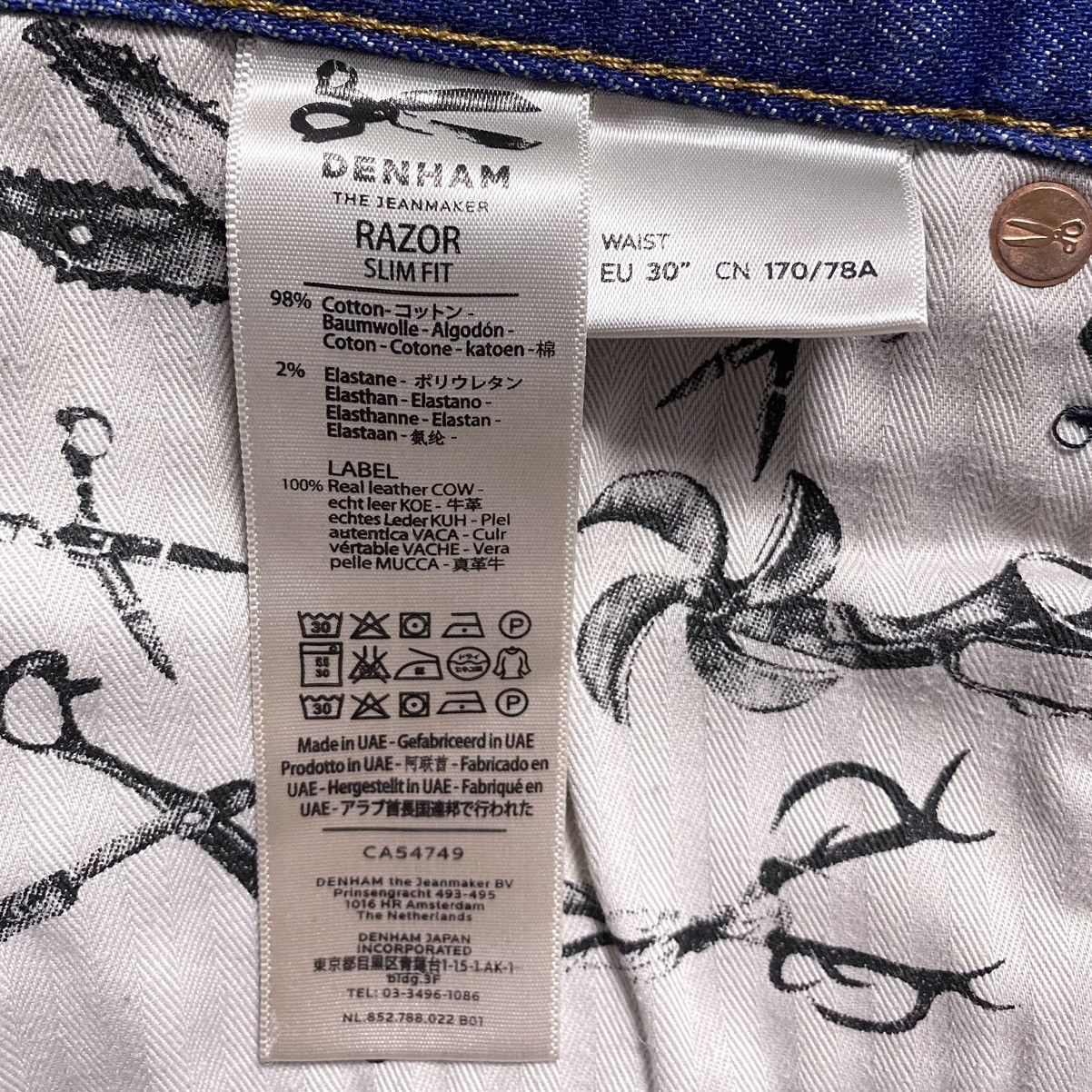DENHAM Razor Washed Distressed Patchwork Stitched Fringed Torn Size US 30 / EU 46 - 24 Thumbnail