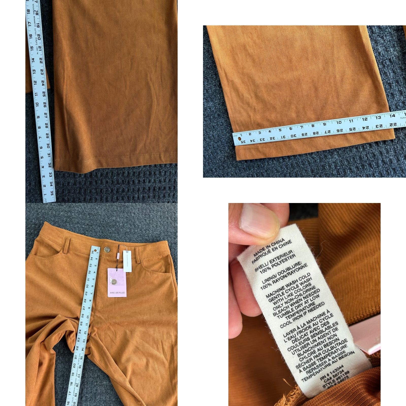 Anthropologie Anthropologie Pants Flare Wide-Leg XL Brown Corduroy With Pockets Vintage No Size 40" / US 18 - 8 Thumbnail