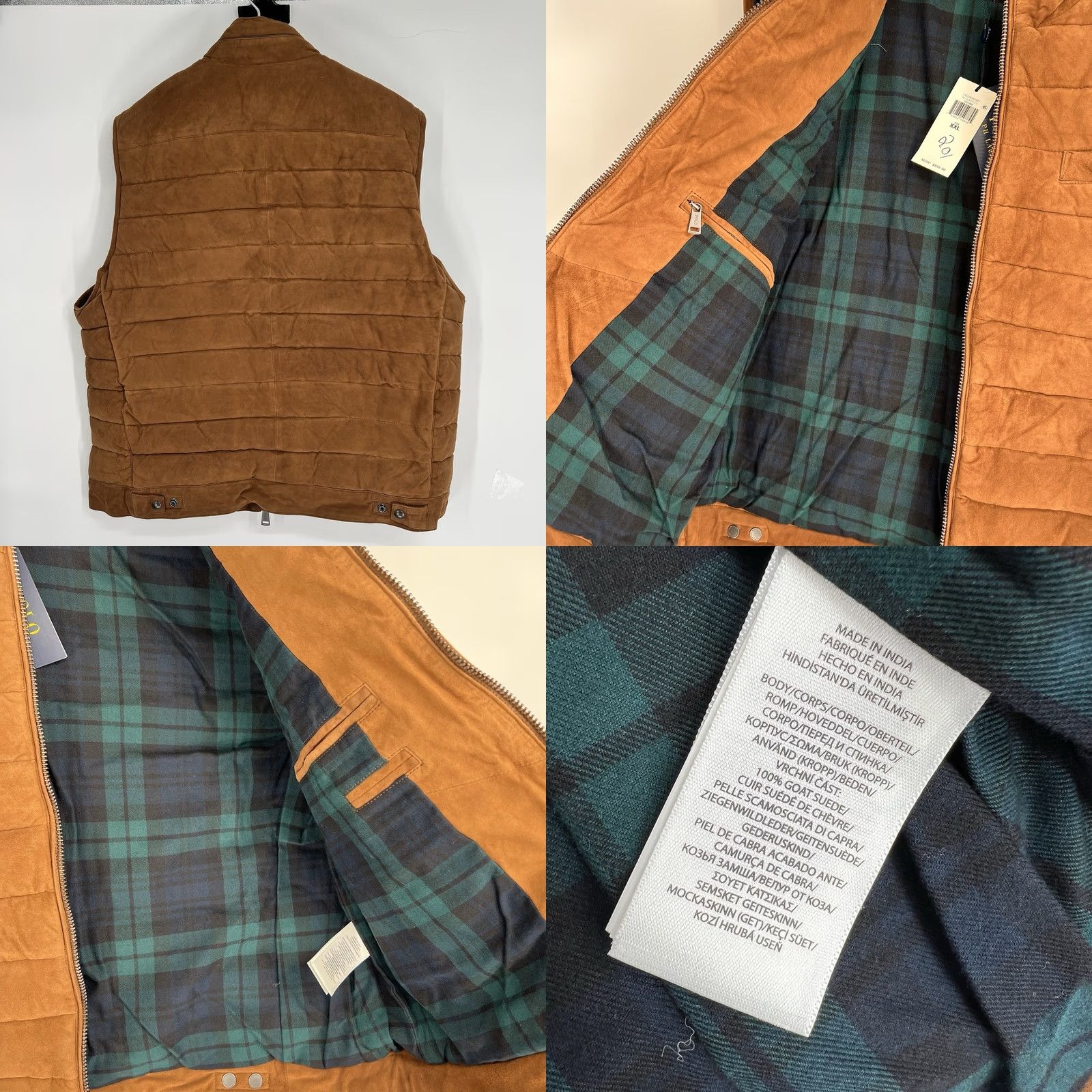 Polo Ralph Lauren VINTAGE Polo Ralph Lauren Vest 2XL Brown Quilted Suede Full Zip Pockets Stand-Up Collar Jacket/Coat Length Mid-Length Mens NWT 898 Size US XXL / EU 58 / 5 - 8 Thumbnail