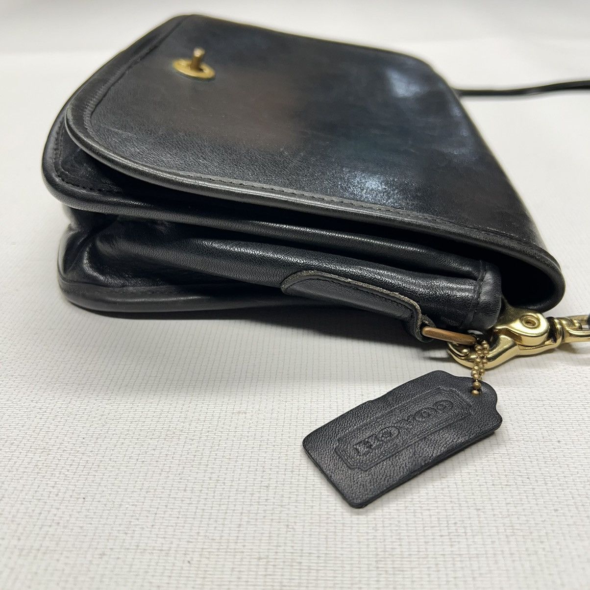 Coach × Vintage VTG Coach Crossbody Bag Purse Clutch Black Leather Hang Tag Size ONE SIZE - 16 Thumbnail