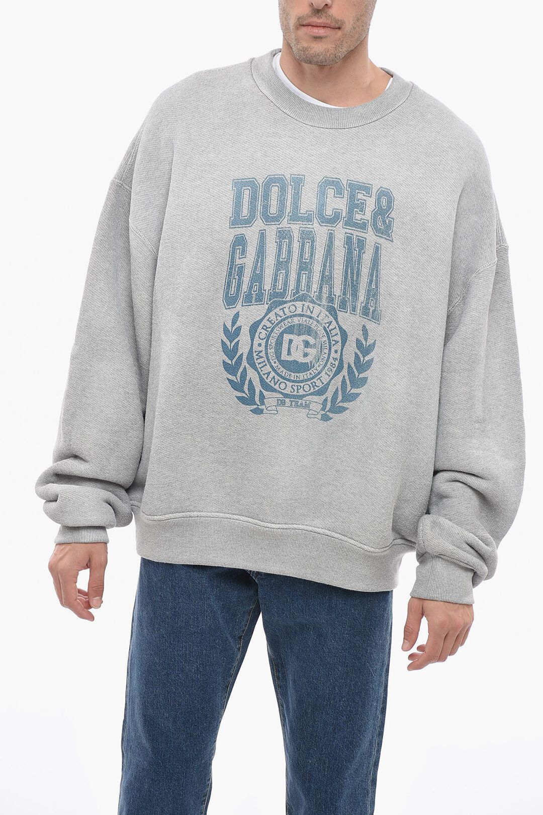 image of Dolce Gabbana Og1Mm0424 Crew-Neck Sweatshirt In Grey, Men's (Size XL)