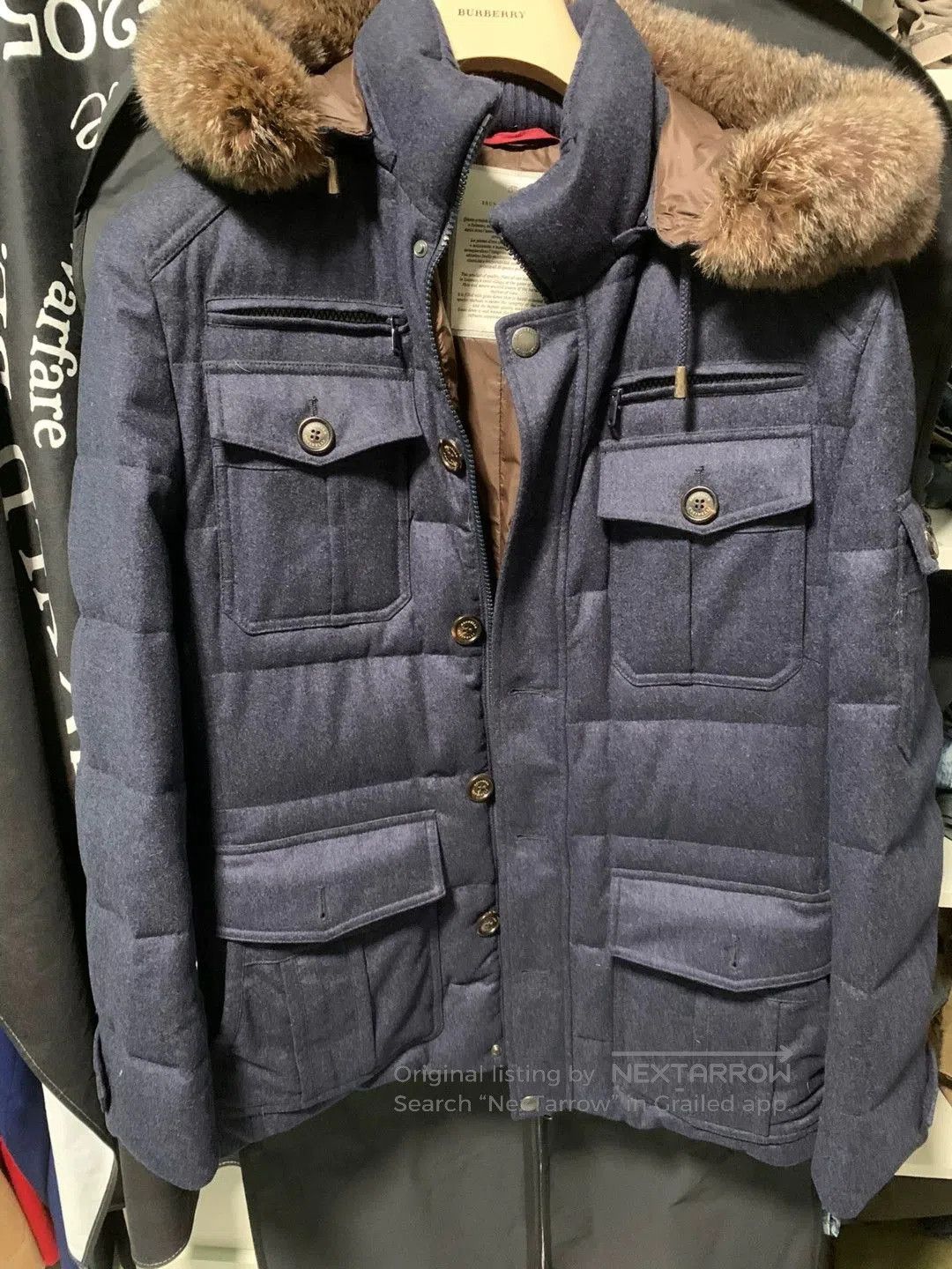 Brunello Cucinelli luxurious down coat with fur collar. Size S / US 4 / IT 40 - 2 Thumbnail