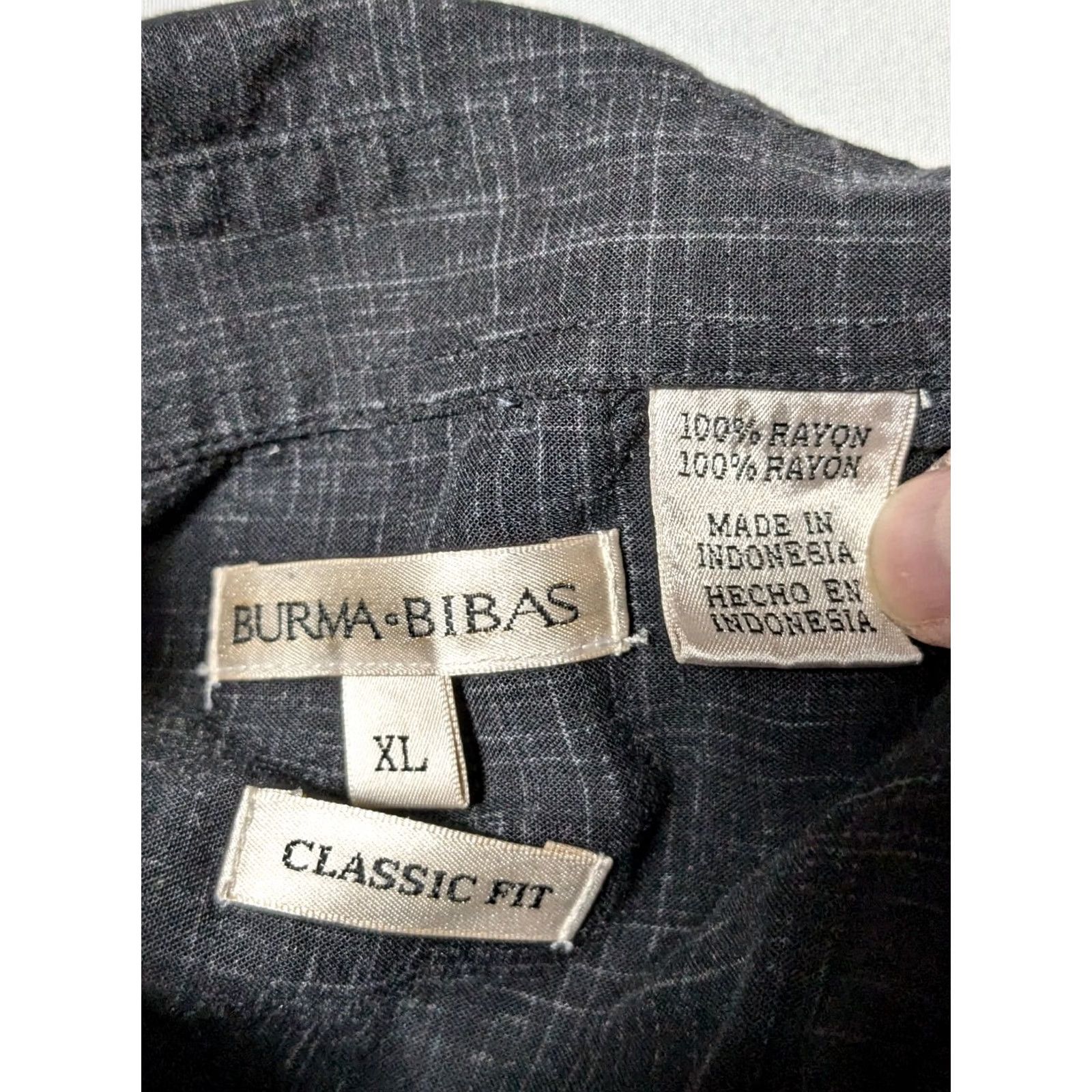 Vintage BURMA BIBAS CLASSIC FIT Men XL Black Palm Tree Panel Rayon Bowling Camp Shirt Size US XL / EU 56 / 4 - 5 Thumbnail