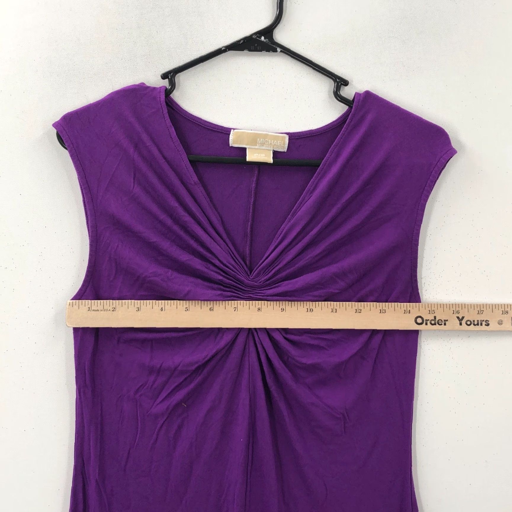 Michael Kors Michael Kors Purple Shift Dress Womens Small Sleeveless Ruched V Neck Pullover Casual Size S / US 4 / IT 40 - 5 Thumbnail