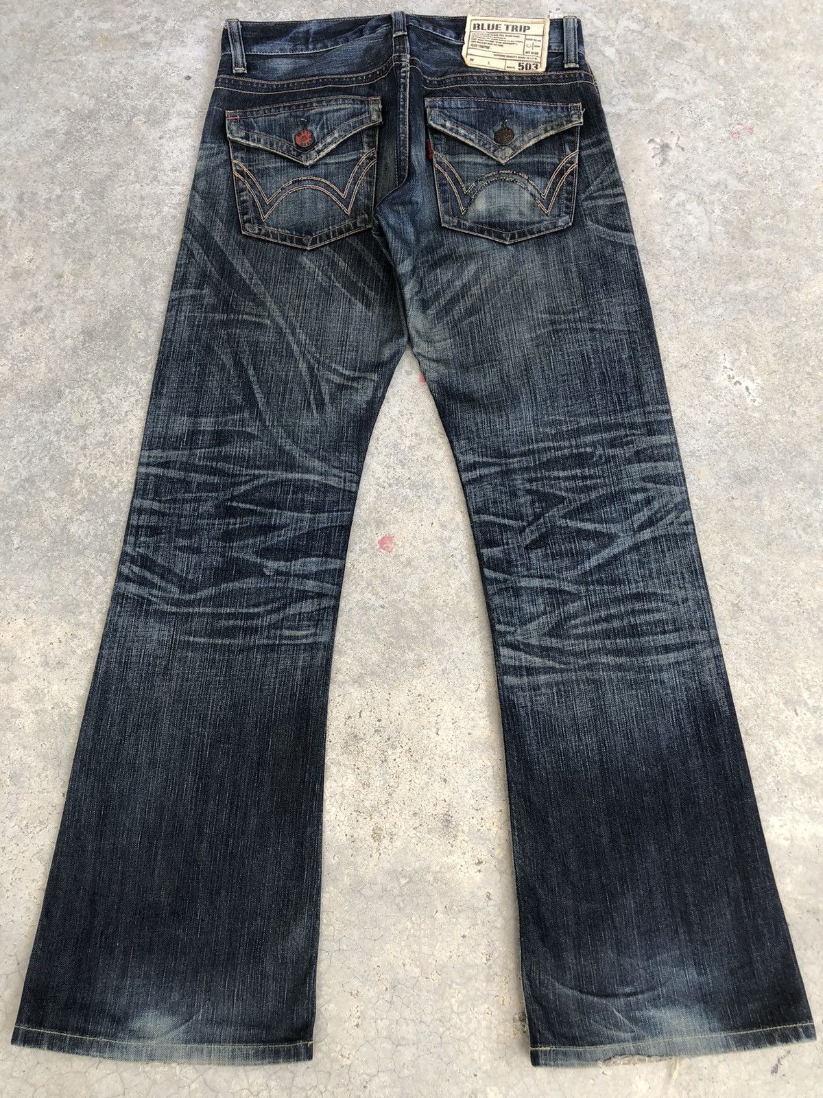If Six Was Nine Japanese Edwin 503 Blue Trip Flared Jeans Distressed Jeans Size US 32 / EU 48 - 2 Thumbnail