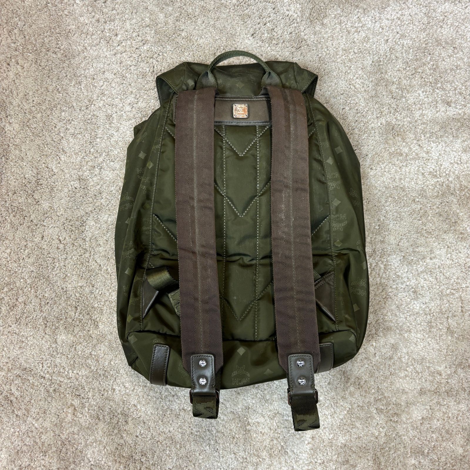 MCM MCM Dieter Green Monogram Two Pocket Nylon Backpack Rucksack Size ONE SIZE - 3 Thumbnail