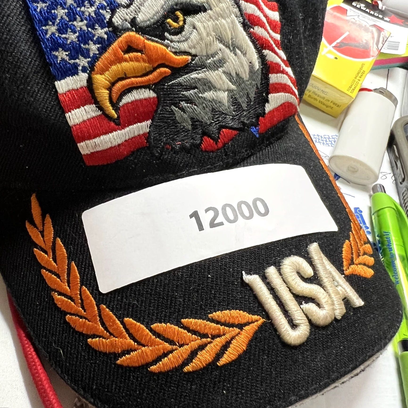 Vintage USA Eagle Hat Cap Strapback One Size Black RWB Adjustable Wool Adult Embroidered Size ONE SIZE - 7 Thumbnail