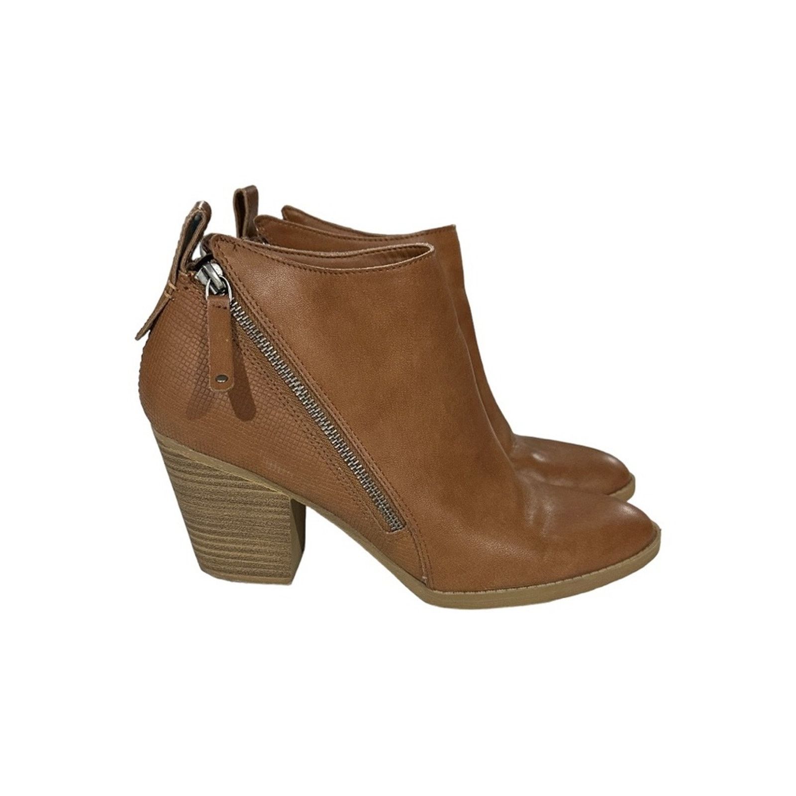 Dolce Vita DV Dolce Vita Brown Asymmetrical Zipper Heeled Booties Sz 10 Size US 10 / IT 40 - 1 Thumbnail