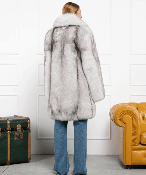 Other Women's Natural Blue Fox Fur Coat Size L / US 10 / IT 46 - 3 Thumbnail