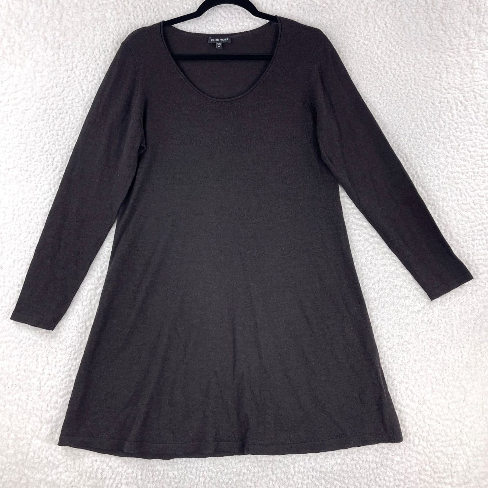 Eileen Fisher Eileen Fisher Tunic Shirt Womens Medium Brown 100% Wool Long Sleeve Pullover Size M / US 6-8 / IT 42-44 - 2 Thumbnail
