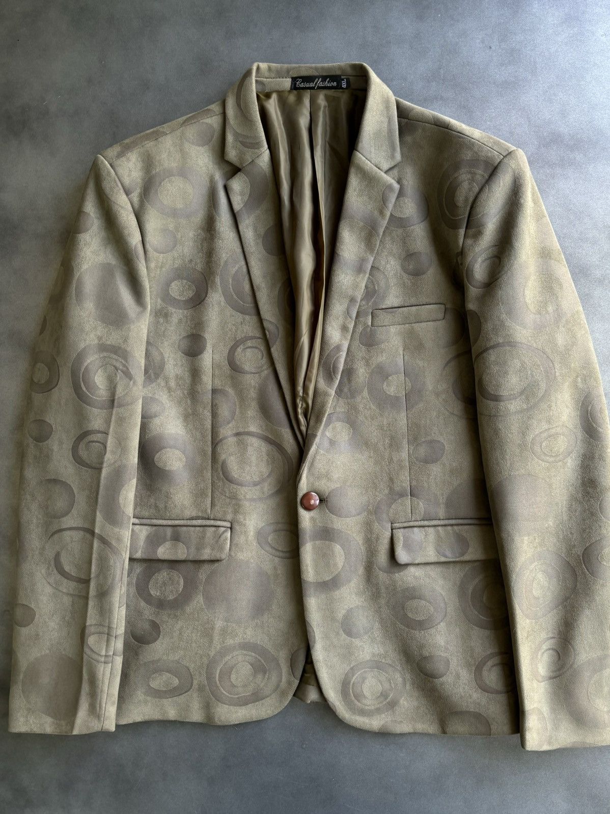Japanese Brand × Other × Vintage The Riddler Ass Coat Micro Suede 90s Vintage Blazer Pattern Size 36S - 1 Thumbnail
