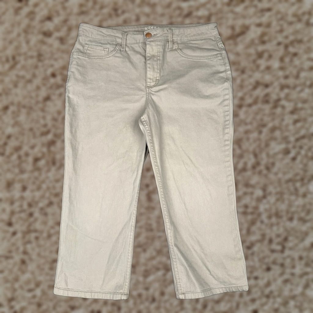 Lee VINTAGE Riders by Lee Capri Pants Women 30x20 Beige Tan Midrise Stretch Zip Fly Size 32" / US 10 / IT 46 - 1 Thumbnail