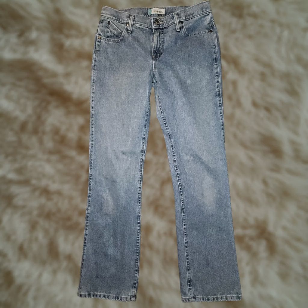 Wrangler Wrangler Cowgirl Cut Cash Jeans Women's 7/8x32 Blue Bootcut Denim Jeans/Bootcut Button Embroidered Logo Pockets Western Size 28" / US 6 / IT 42 - 1 Thumbnail