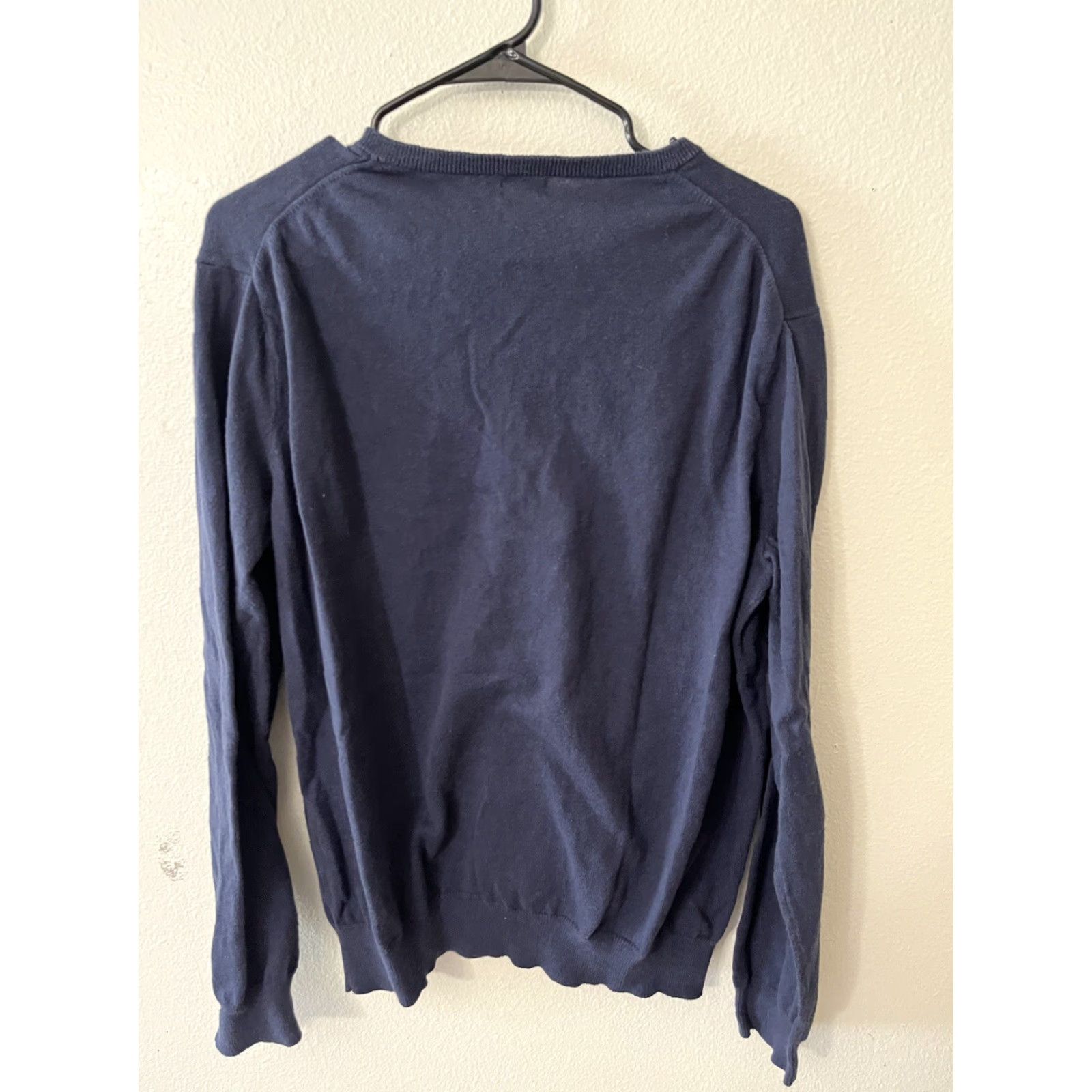 J.Crew VINTAGE J. CREW Sweater Women Large Navy Blue Cotton V-Neck Pullover Solid Size L / US 10 / IT 46 - 2 Thumbnail
