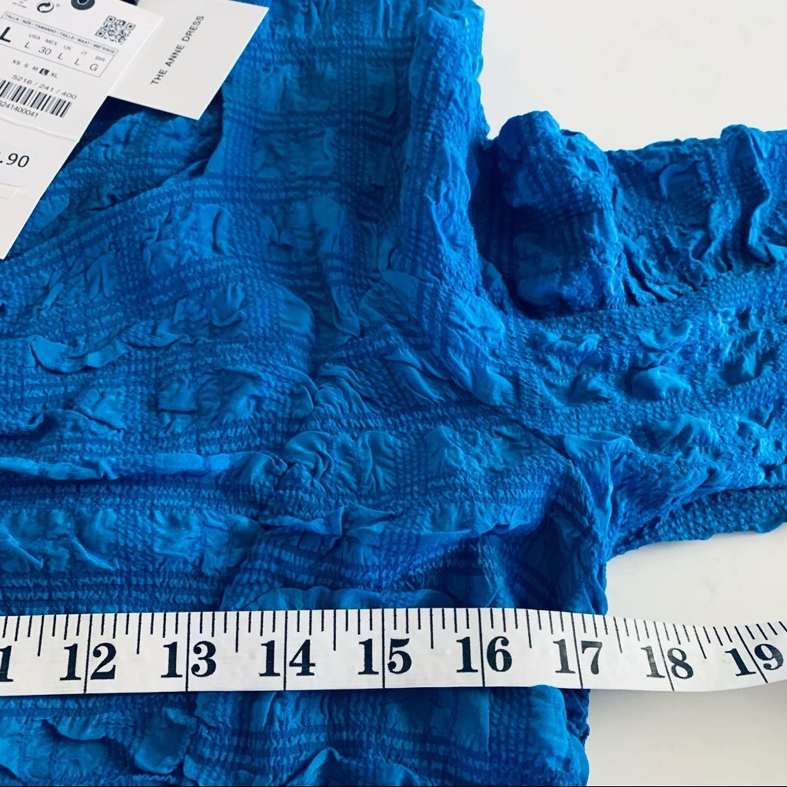 Zara Zara Bright Blue Ruched Bodycon Midi Dress Bloggers Size L / US 10 / IT 46 - 9 Thumbnail