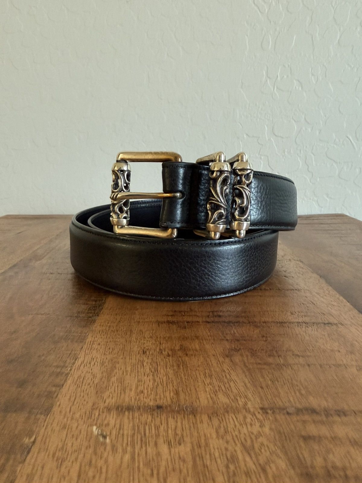 Chrome Hearts Chrome Hearts Black Leather Roller Belt | Grailed