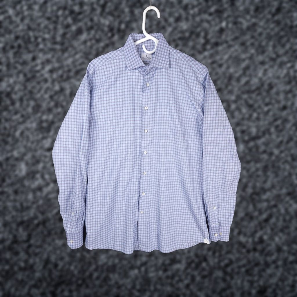 Vintage Emanuel Berg Shirt Mens 16 / 41 Modern Fit Blue Check Long Sleeve Button Up Dress Shirt Mens Blue Check Long Sleeve Button Up Size US M / EU 48-50 / 2 - 1 Thumbnail